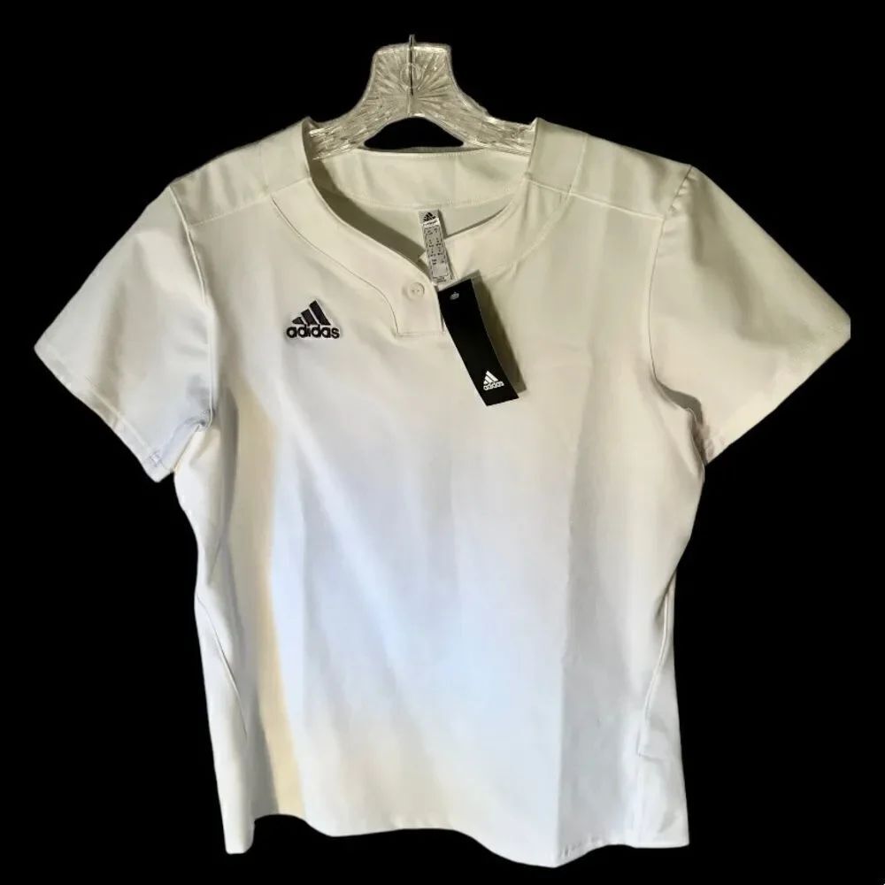 Adidas Women’s Top Jersey w Button And Vented Underarm NWT.